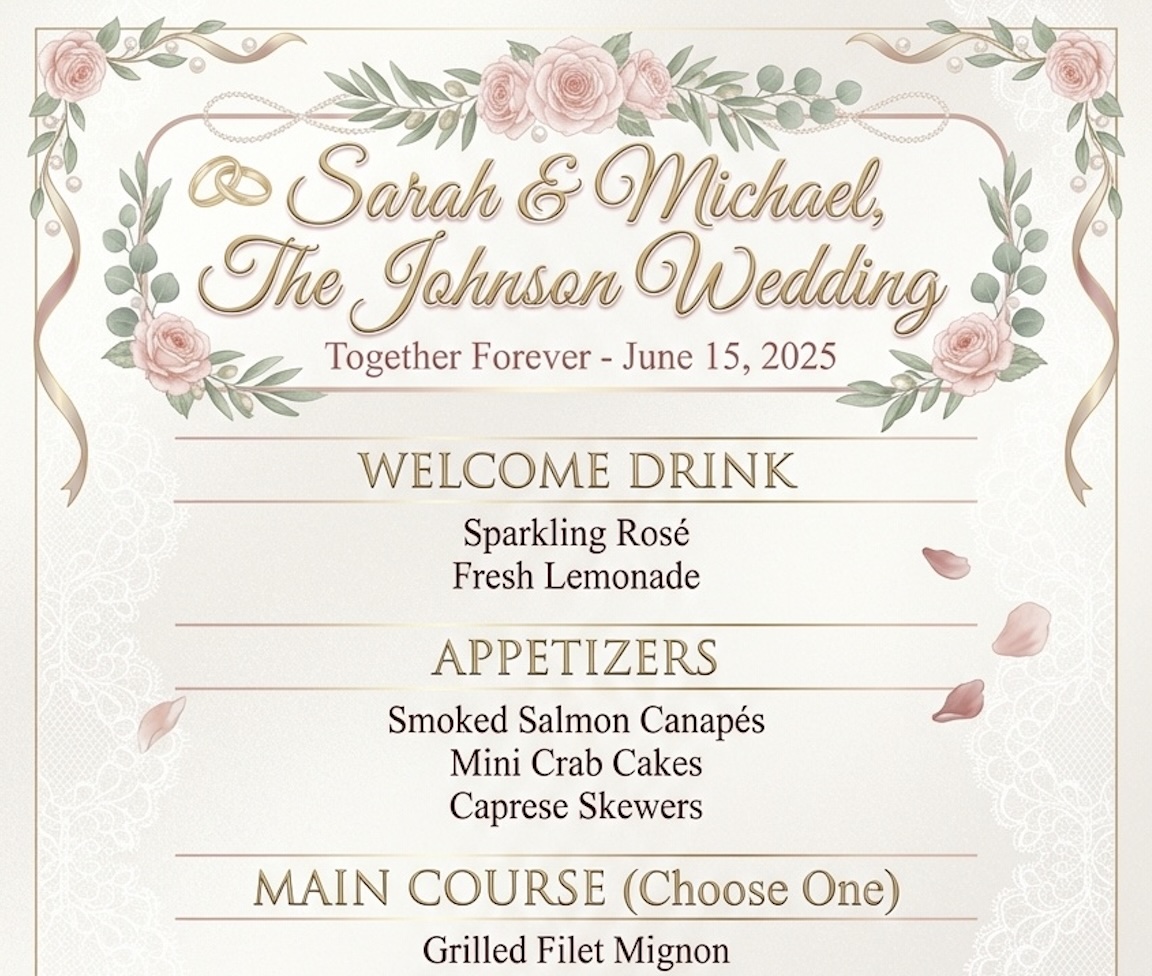 Wedding Menu