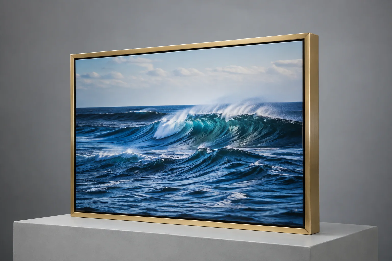 Gold aluminum alloy framed metal photo print illustration